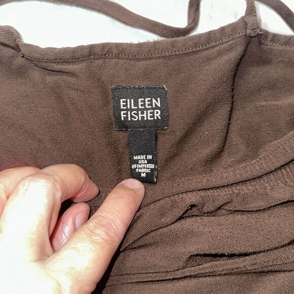 Eileen Fisher M Brown Criss Cross Back Spaghetti Strap Long Camisole Top - Picture 6 of 11